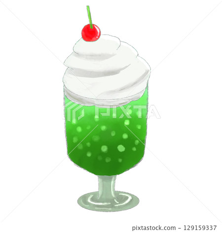 Cream soda green watercolor style 129159337