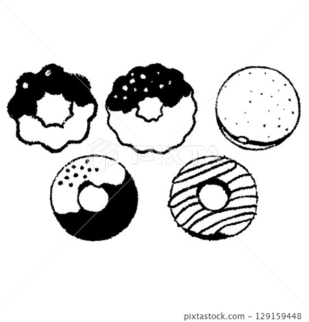 Simple and cute donut line drawing 129159448