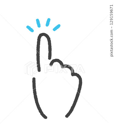Simple hand-drawn sparkling index finger - Pointing, touching, tapping, and clicking gestures Simple hand-drawn sparkling index finger - Pointing, touching, tapping, and clicking gestures 129159671