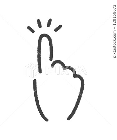 Simple hand-drawn sparkling index finger - Pointing, touching, tapping, and clicking gestures 129159672