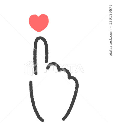 Hand-drawn illustration of a simple human hand touching a red heart - Like and SNS image material Hand-drawn illustration of a simple human hand touching a red heart - Like and SNS image material 129159673