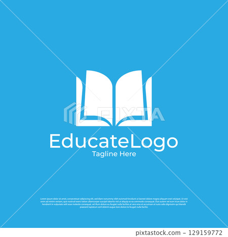 Vector pixel book, reading logo design concept, creative education logo design template 129159772