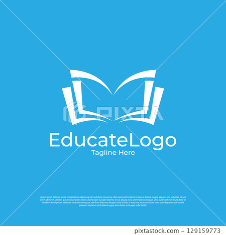 Vector pixel book, reading logo design concept, creative education logo design template 129159773