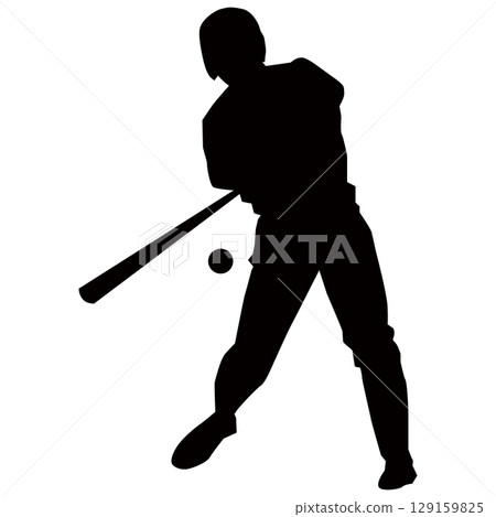 Baseball batter silhouette | Illustration of the moment the ball is hit Vector 129159825
