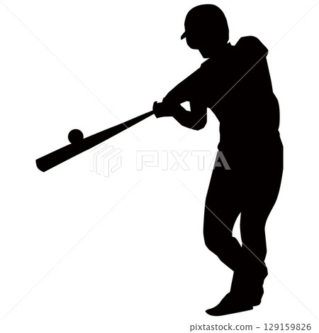 Baseball batter silhouette | Illustration of the moment the ball is hit Vector 129159826