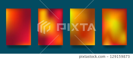 Set of luxury gradient backgrounds. Orange and red, autumn theme. Abstract vector background. For backdrops, designs, posters, templates and mockups. 129159873