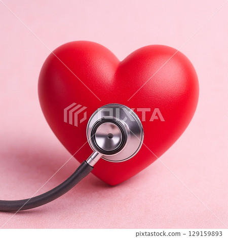 A stethoscope is a material that evokes the image of health checkups, health care, and love compatibility diagnosis. It is related to the heart and heartbeat. 129159893