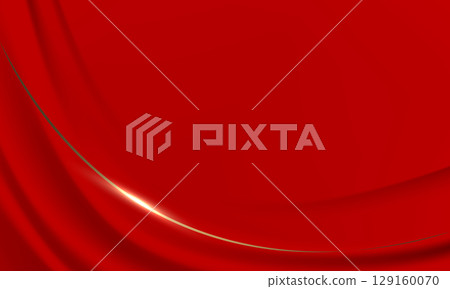 Red fabric wave gold line curve luxury background vector 129160070