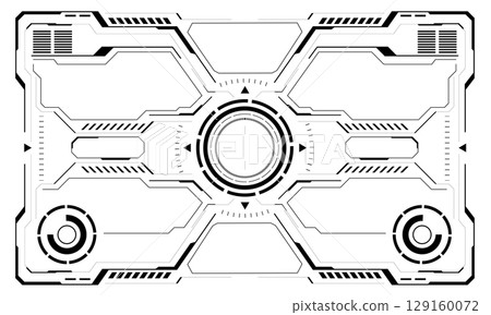 HUD sci-fi interface screen view black circular geometric design virtual futuristic technology creative display on white vector HUD sci-fi interface screen view black circular geometric design virtual futuristic technology creative display on white vector 129160072