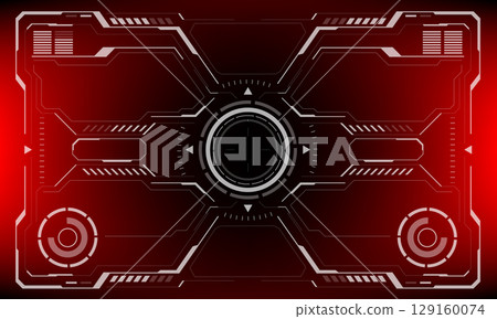 HUD sci-fi interface screen view white circular geometric design virtual futuristic technology creative display on red vector 129160074