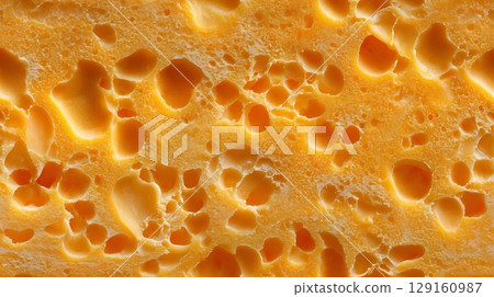 Detailed close-up of a yellow porous sponge surface, abstract texture background. Seamless tile. Detailed close-up of a yellow porous sponge surface, abstract texture background. Seamless tile. 129160987