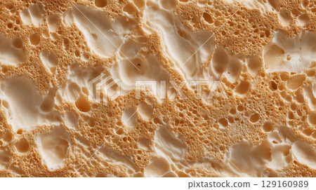 Detailed macro shot of a golden-brown, porous baked food surface. Seamless tile. Detailed macro shot of a golden-brown, porous baked food surface. Seamless tile. 129160989