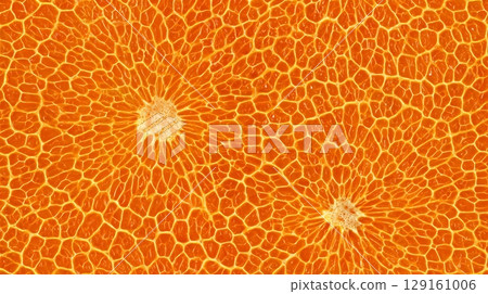 Close-up of vibrant orange citrus fruit texture. Fresh and juicy food background. Seamless tile. 129161006