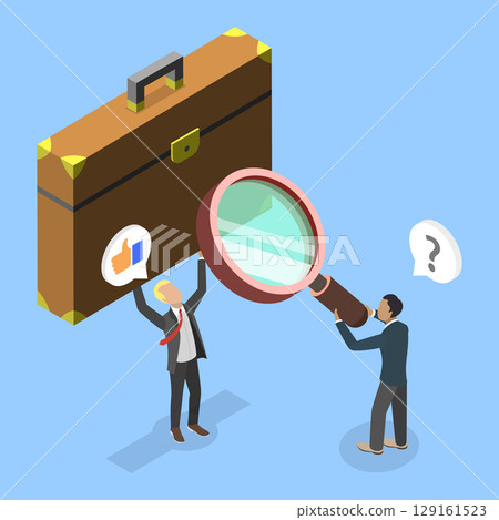 3D Isometric Flat Vector Illustration of Business Statistics, Analyzing Product Prototype Or Competitor In Business Case Study 129161523