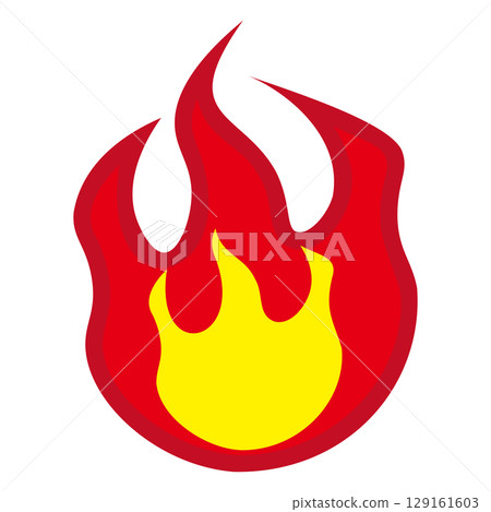 白色背景上的簡單平面火焰圖標 129161603