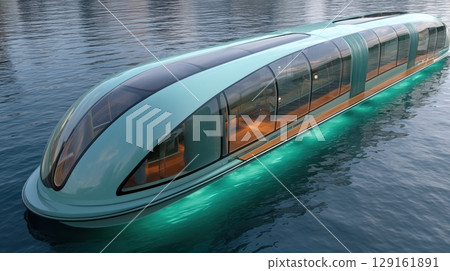 Futuristic floating water bus design 129161891