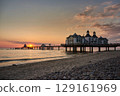 historic Pier of Sellin in sunrise mood at baltic sea 129161969