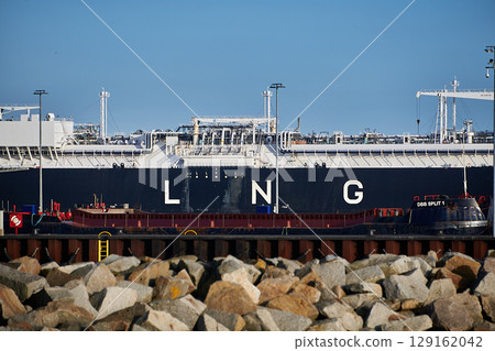 Mukran/Germany: 02-24-2024 Energos Power - LNG Offshore Support Vessel, IMO 9861809 on arrival day in Mukran Harbor for installing LNG supply of Germany 129162042