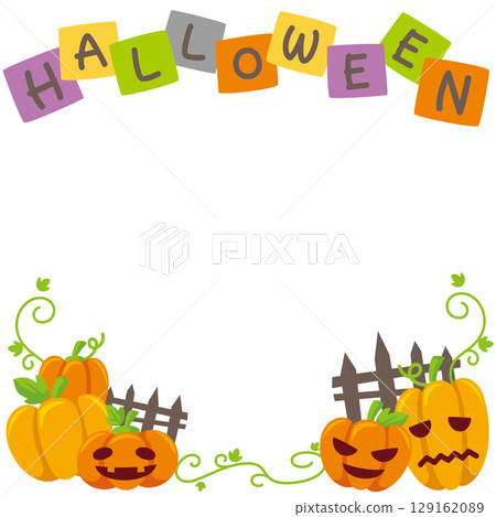 Halloween social media frame vector illustration for kids and babies 129162089