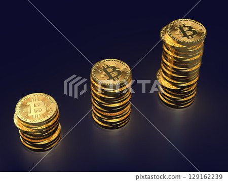 堆疊比特幣的 3D 插圖 129162239