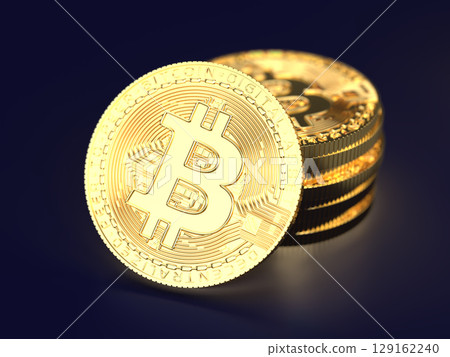 堆疊比特幣的 3D 插圖 129162240