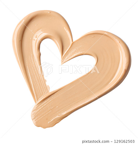 Swatch of liquid foundation shaped into perfect heart, makeup artistry concept isolated on transparent background Swatch of liquid foundation shaped into perfect heart, makeup artistry concept isolated on transparent background 129162503