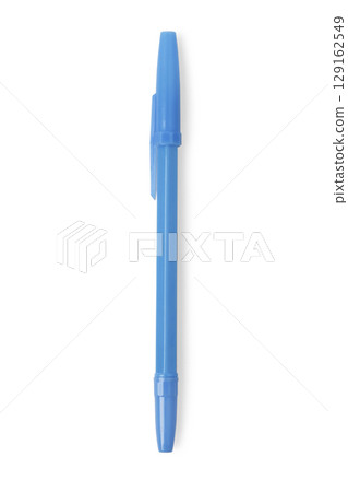 Blue ballpoint pen with cap Blue ballpoint pen with cap 129162549