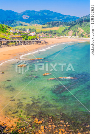 Cantabrian Sea coast and Deba town Cantabrian Sea coast and Deba town 129162625