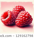 red raspberries on light pink background 129162798