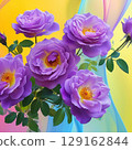Purple roses on a colorful background. 129162844