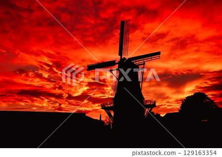 Silhouette Windmill Sky on Silhouette Windmill Sky on 129163354