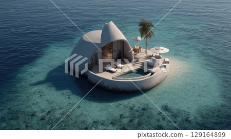 A luxurious private villa floating on the sea 129164899
