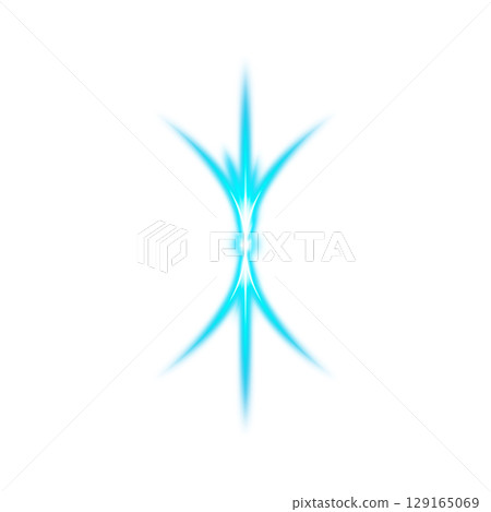 Blue symmetrical light flare on a transparent background 129165069