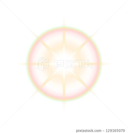 透明背景上帶有彩虹光芒的八向太陽耀斑 透明背景上帶有彩虹光芒的八向太陽耀斑 129165070