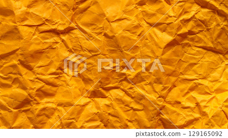 Crumpled Golden Yellow Paper Texture Background Abstract Pattern 129165092