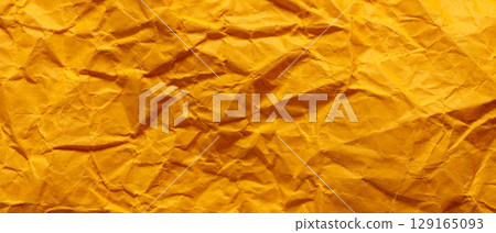 Crumpled Golden Yellow Paper Texture Background Abstract Pattern 129165093