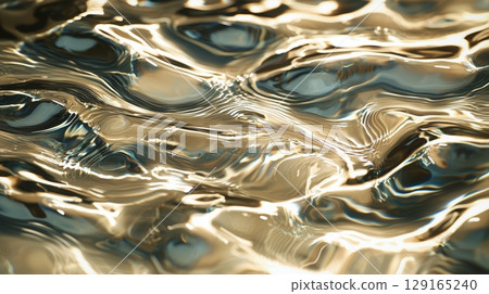 A fantastic abstract waterscape with swaying golden light 129165240