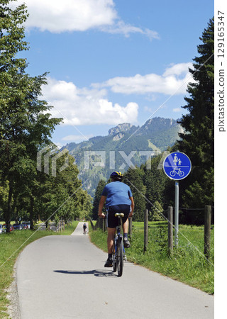 cycle track between Fuessen and Schwangau, Fuessen, Allgaeu, Bavaria, Germany 129165347