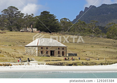 Historic architecture in the penal colony of Darlington, Maria Island National Park, Tasmania, Australia 129165384