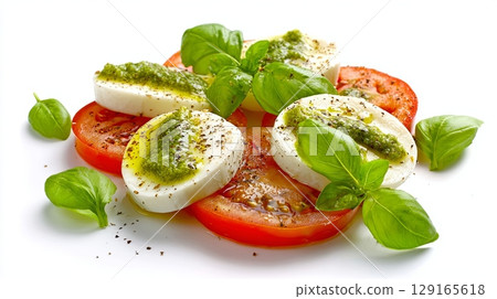 Fresh Caprese Salad with Mozzarella and Tomatoes 129165618