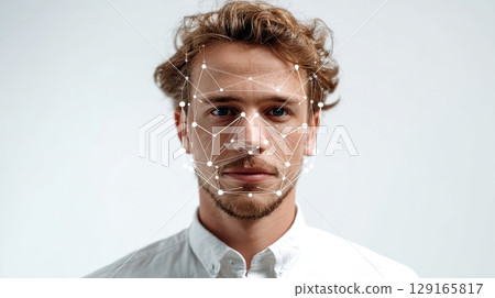 Facial Recognition Technology Concept Portrait 129165817