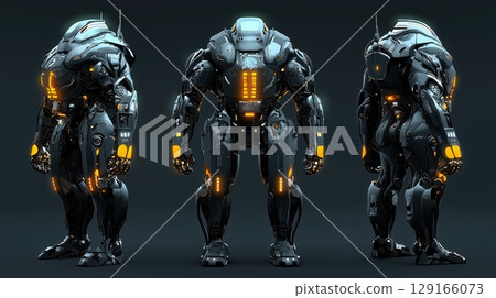 Three-sided visual display of combat AI suits 129166073