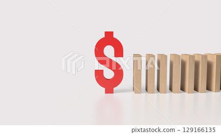 The Red Dollar and domino for Business concept 3d Rendering. 129166135