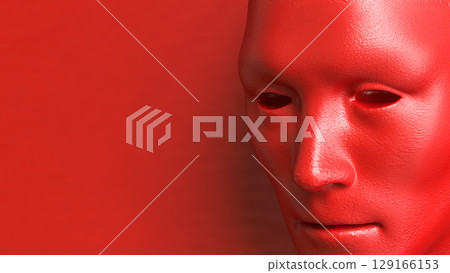 The Red face for Abstract Background concept 3d Rendering. The Red face for Abstract Background concept 3d Rendering. 129166153