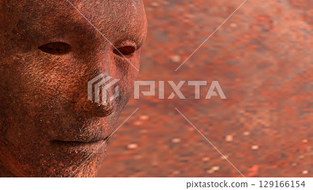 The Rusty face for Abstract Background concept 3d Rendering. The Rusty face for Abstract Background concept 3d Rendering. 129166154