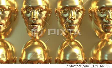 The Gold face for Abstract Background concept 3d Rendering. 129166156