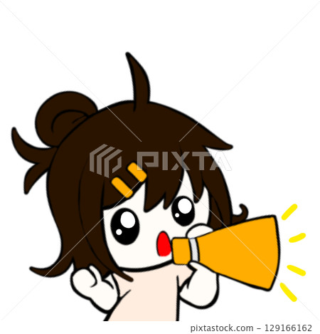 Megaphone cheering girl person Megaphone cheering girl person 129166162