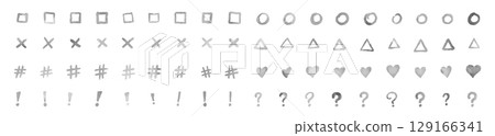 Watercolor style monochrome hand drawn symbols set Watercolor style monochrome hand drawn symbols set 129166341