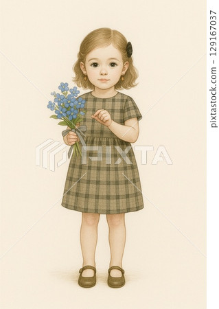 為你製作的花朵和女孩插畫花束 生成式AI 129167037