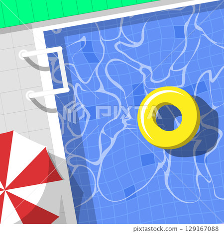 top view of summer swimming pool background 129167088
